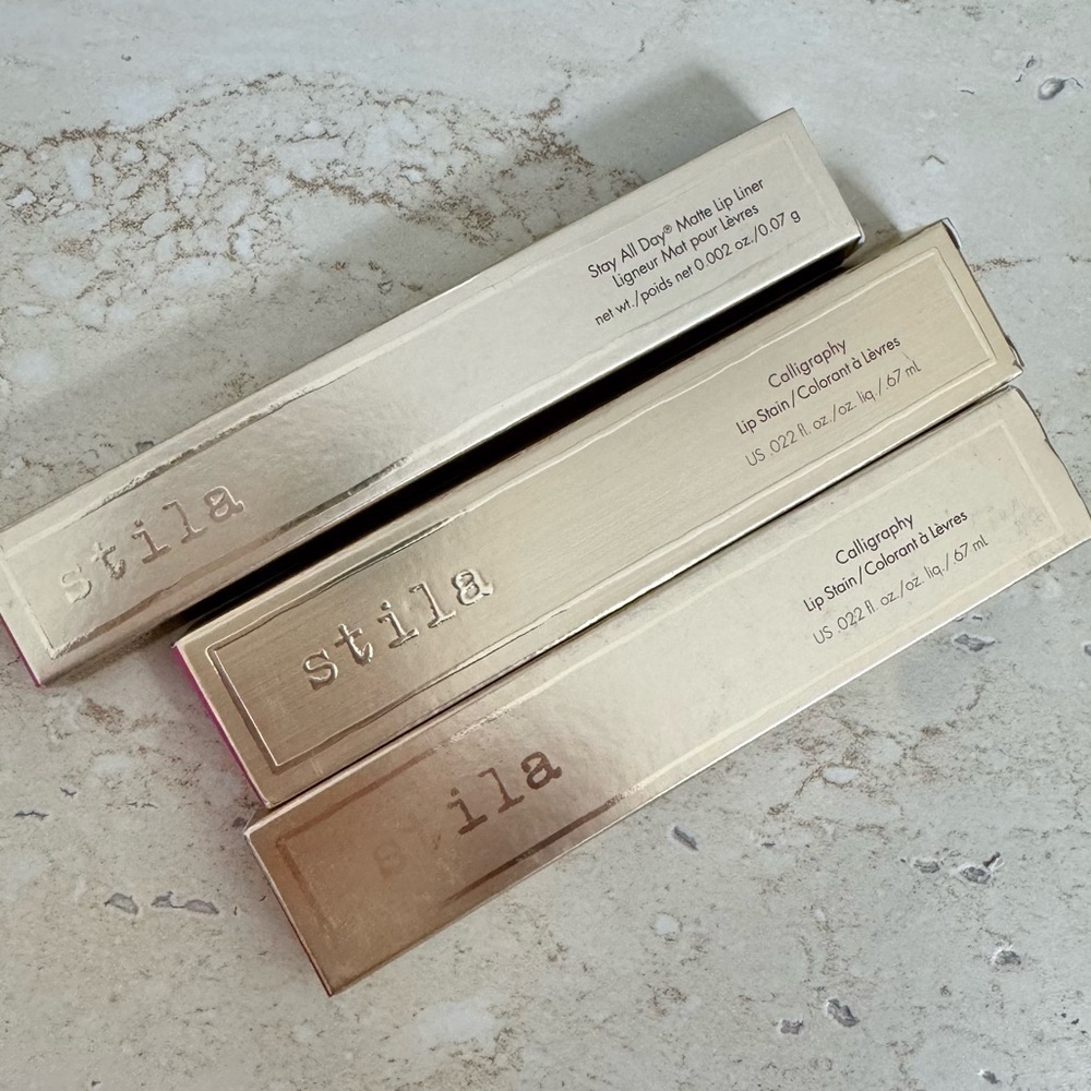 New! 3Pcs Set! 1 pc Stila Stay all day lipliner, 2 pcs Lip Calligraphy Stains